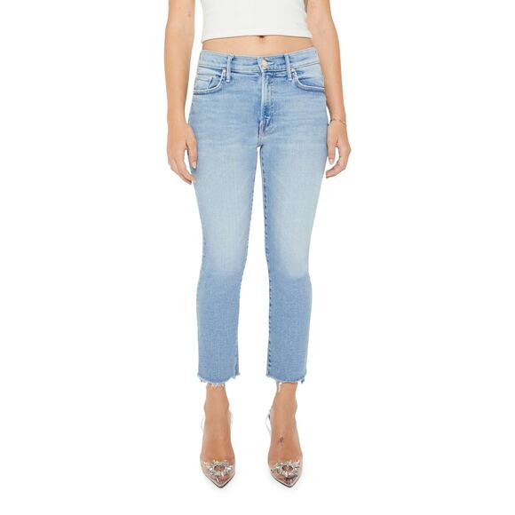 MOTHER Denim - Mother 'Lil' Blue Cotton Insider Frayed Step Hem Crop Skinny Denim Jean Size 29